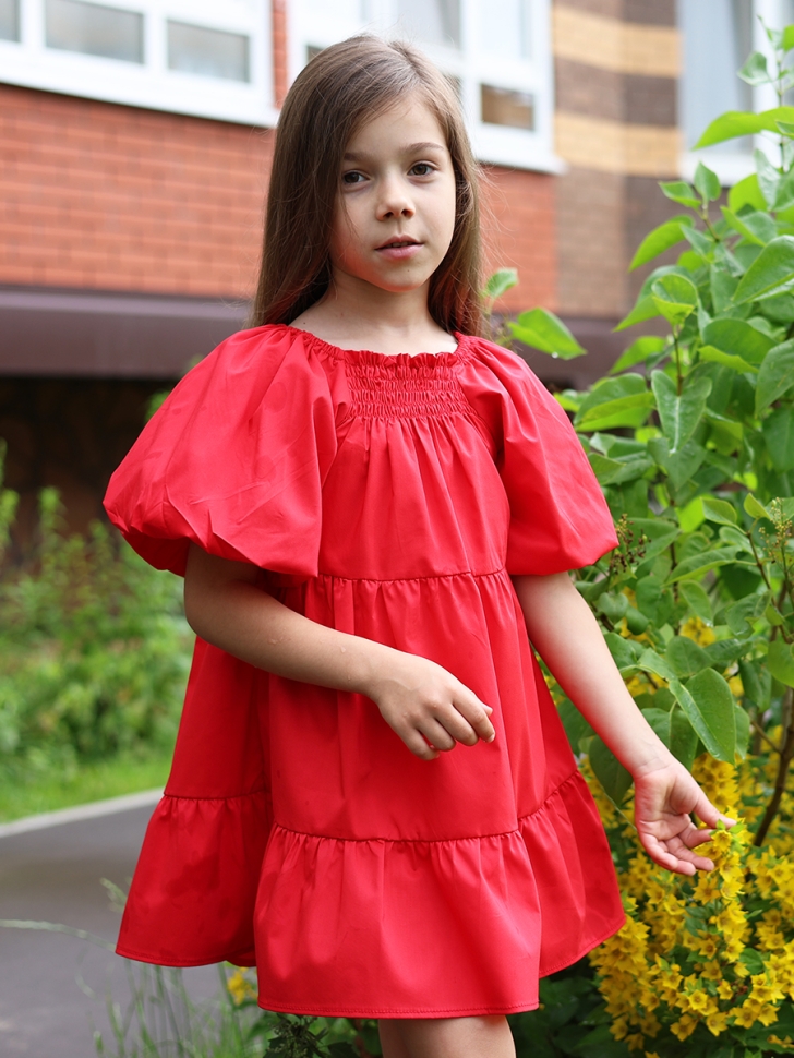 Платье для девочки хлопок БУШОН ST64, цвет красный