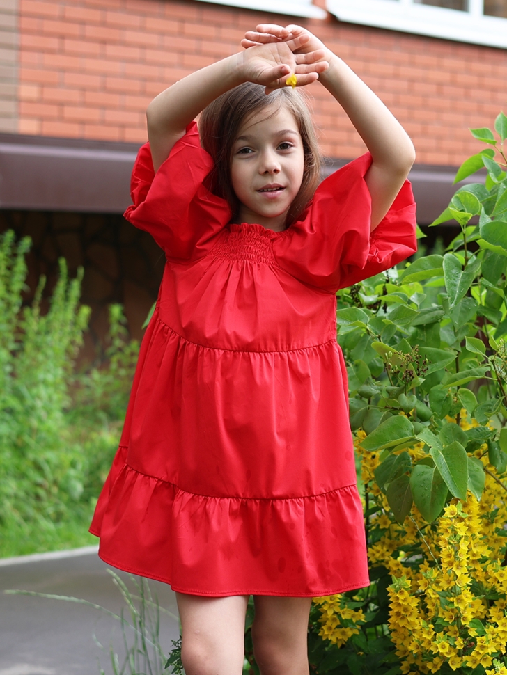 Платье для девочки хлопок БУШОН ST64, цвет красный