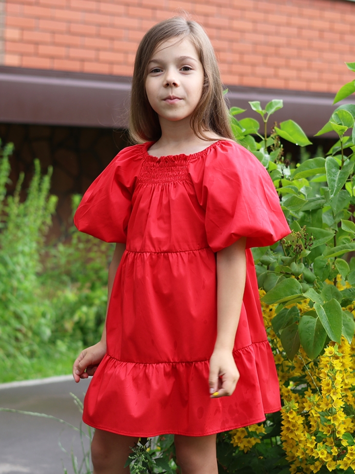 Платье для девочки хлопок БУШОН ST64, цвет красный