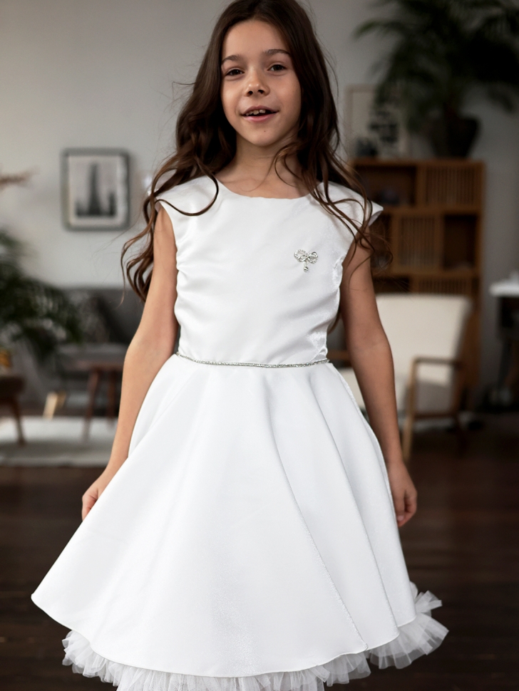 Платье для девочки БУШОН ST35, праздничное цвет белый