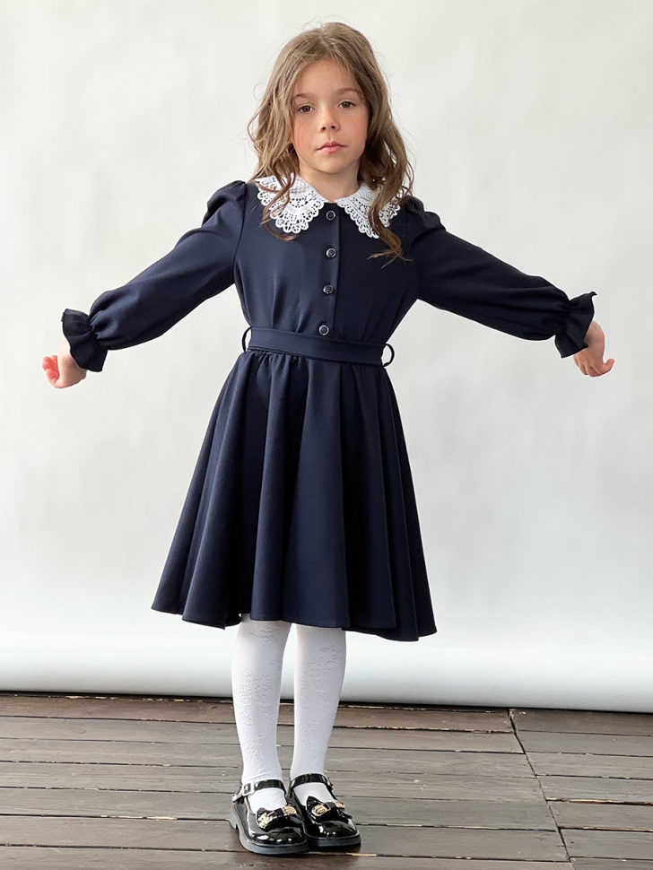 Платье для девочки школьное БУШОН SK15, цвет темно-синий 