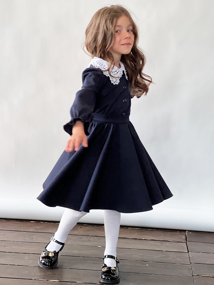 Платье для девочки школьное БУШОН SK15, цвет темно-синий 