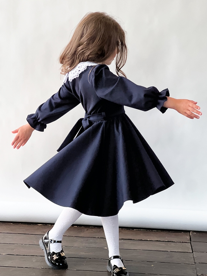 Платье для девочки школьное БУШОН SK15, цвет темно-синий 