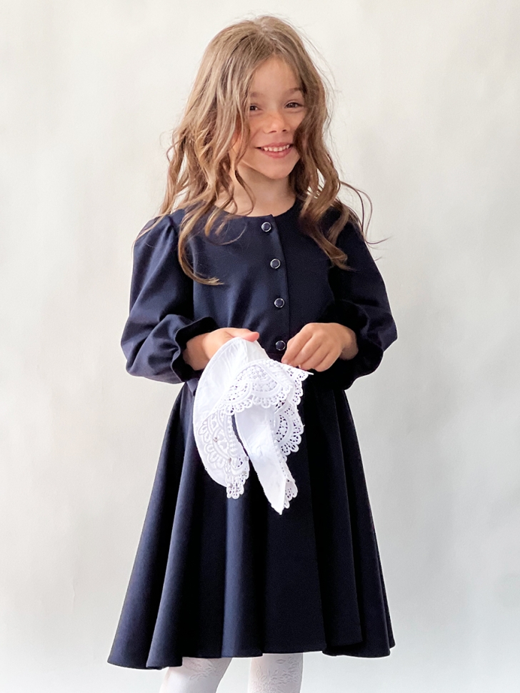 Платье для девочки школьное БУШОН SK15, цвет темно-синий 