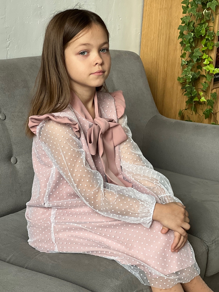 Платье для девочки нарядное БУШОН ST50, отделка фатин, цвет пудра