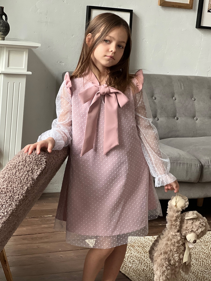 Платье для девочки нарядное БУШОН ST50, отделка фатин, цвет пудра