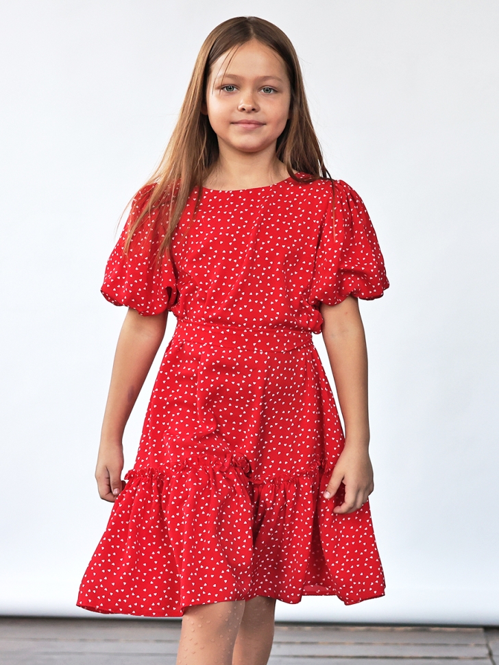Платье для девочки нарядное БУШОН ST62, цвет красный