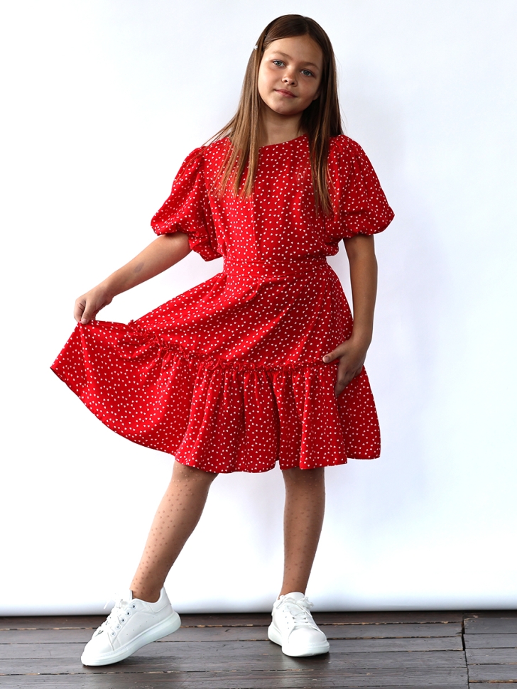 Платье для девочки нарядное БУШОН ST62, цвет красный