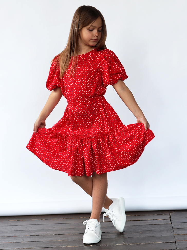 Платье для девочки нарядное БУШОН ST62, цвет красный