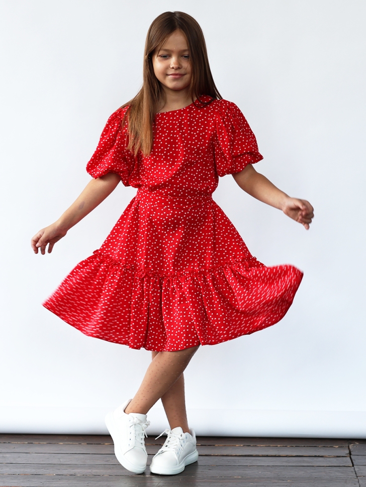 Платье для девочки нарядное БУШОН ST62, цвет красный