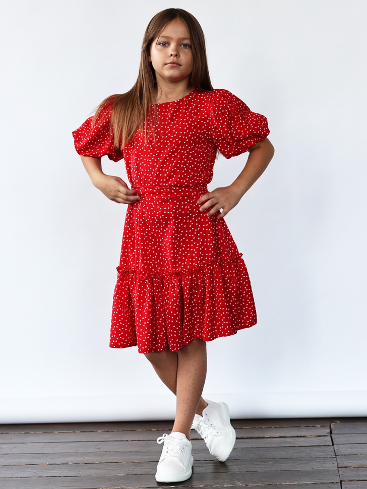 Платье для девочки нарядное БУШОН ST62, цвет красный