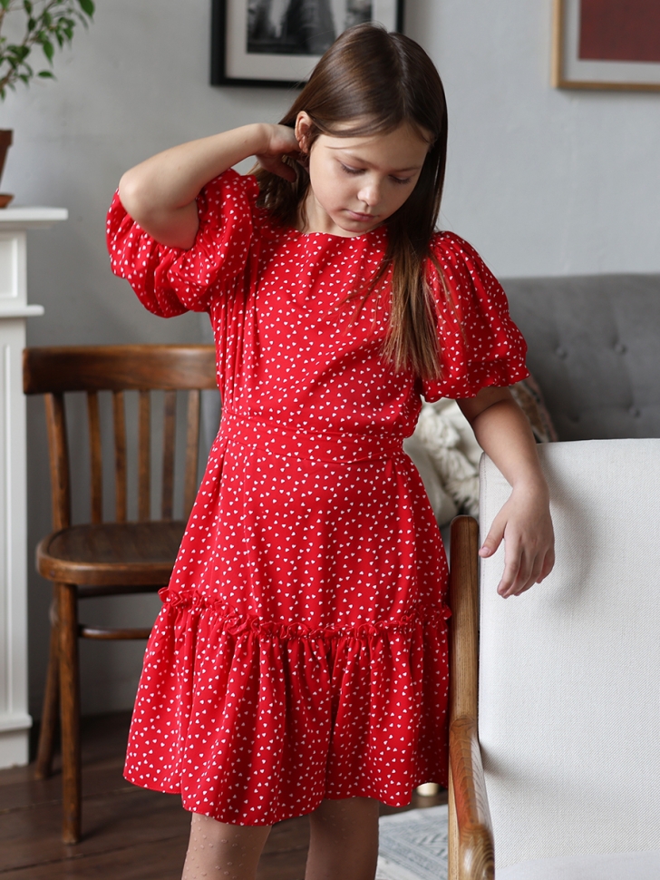 Платье для девочки нарядное БУШОН ST62, цвет красный