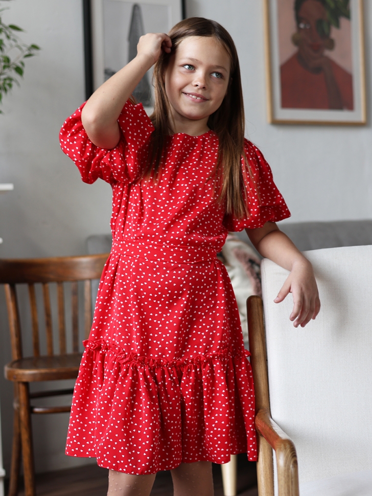 Платье для девочки нарядное БУШОН ST62, цвет красный