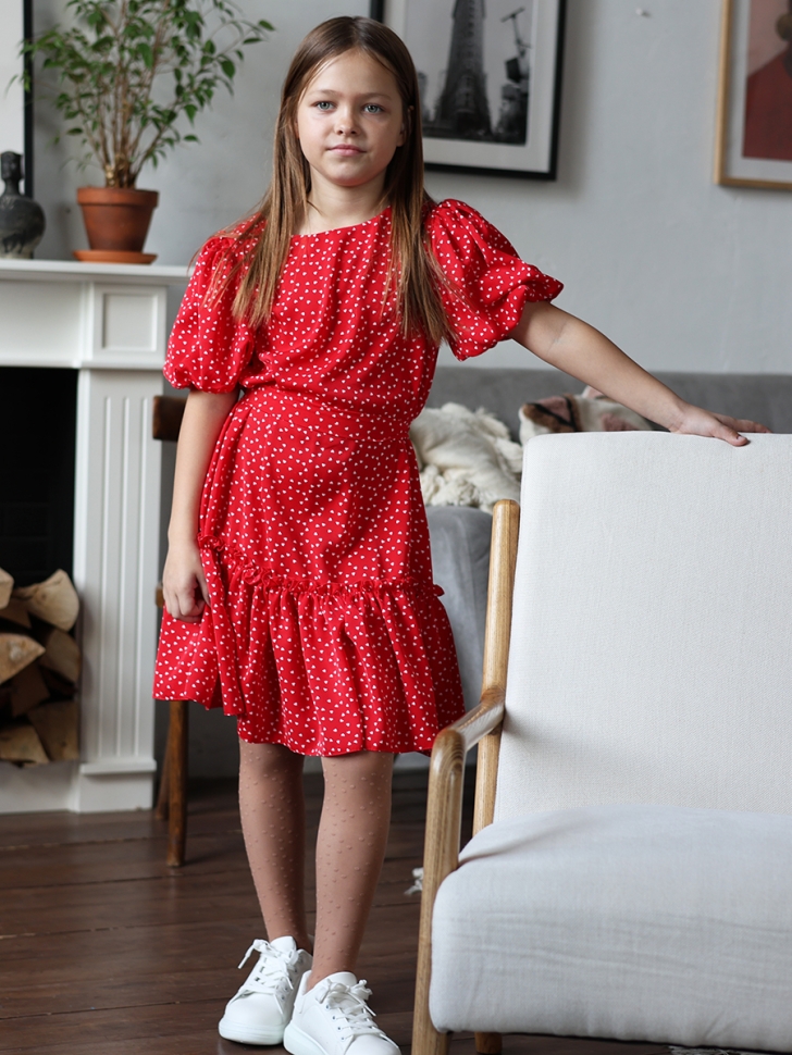 Платье для девочки нарядное БУШОН ST62, цвет красный