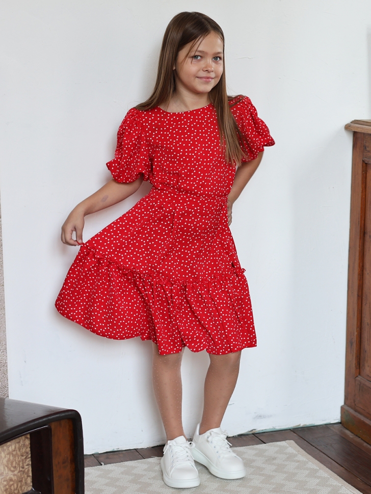 Платье для девочки нарядное БУШОН ST62, цвет красный