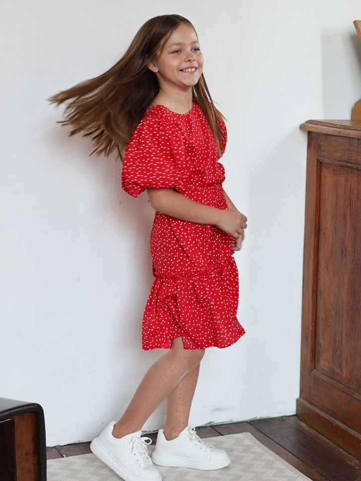 Платье для девочки нарядное БУШОН ST62, цвет красный