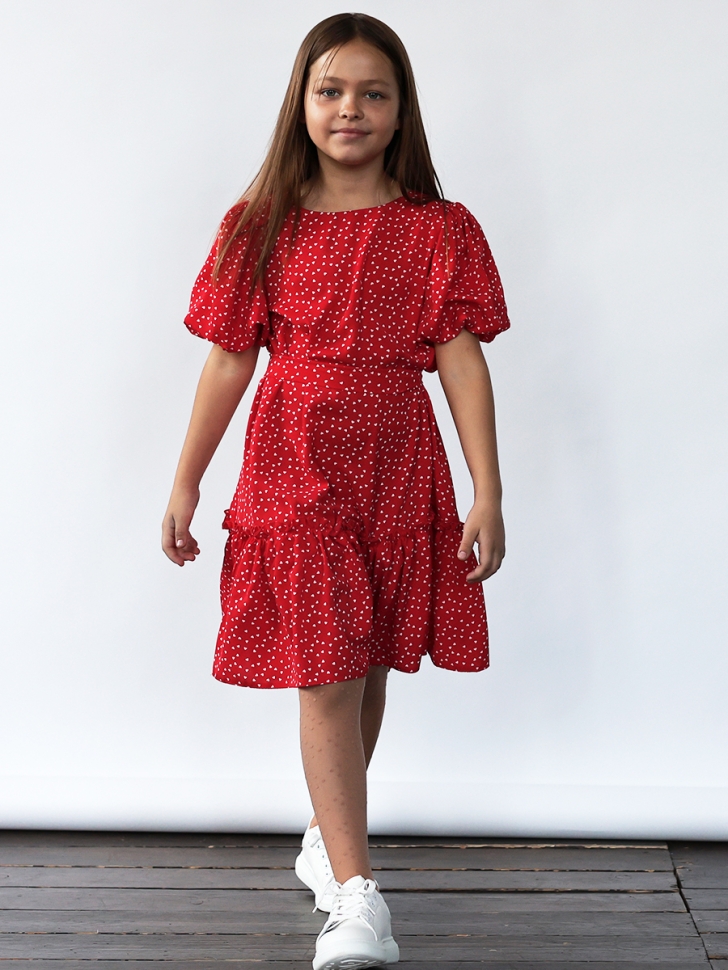 Платье для девочки нарядное БУШОН ST62, цвет красный