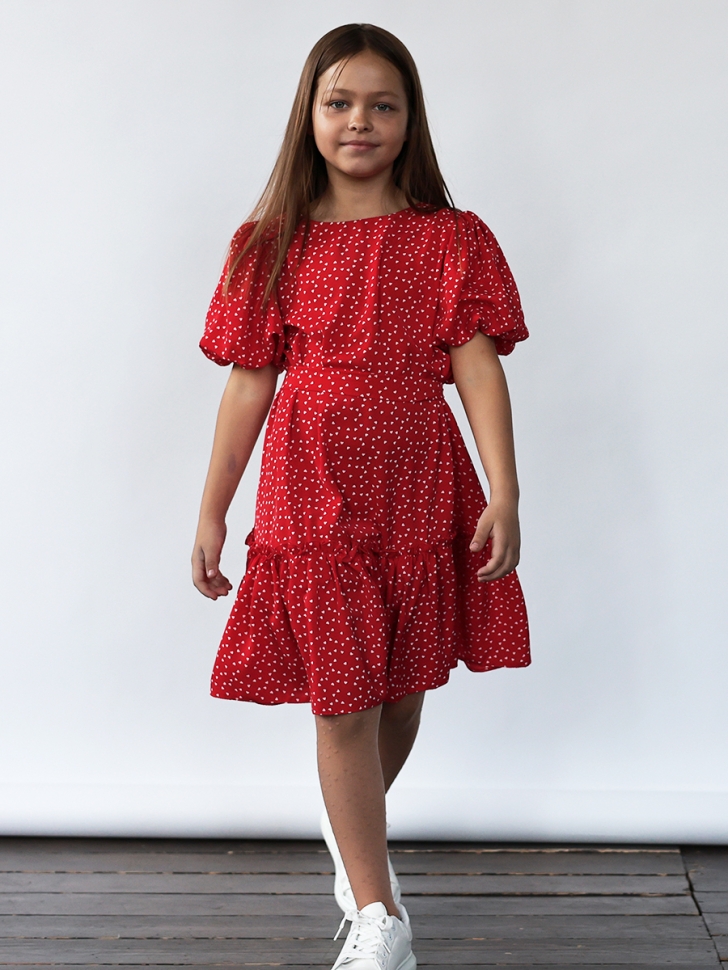 Платье для девочки нарядное БУШОН ST62, цвет красный