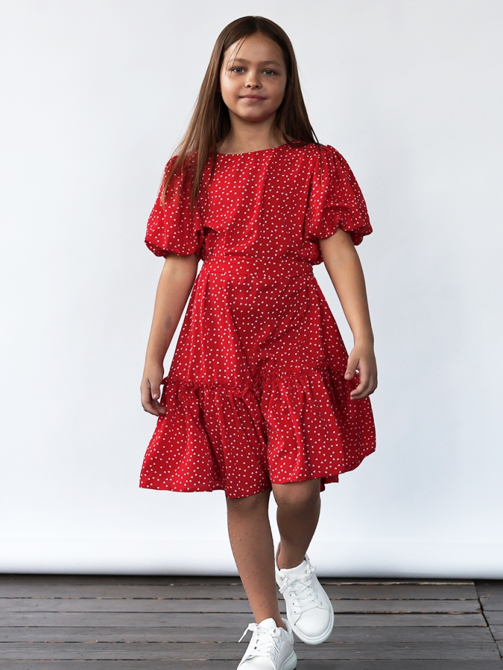 Платье для девочки нарядное БУШОН ST62, цвет красный