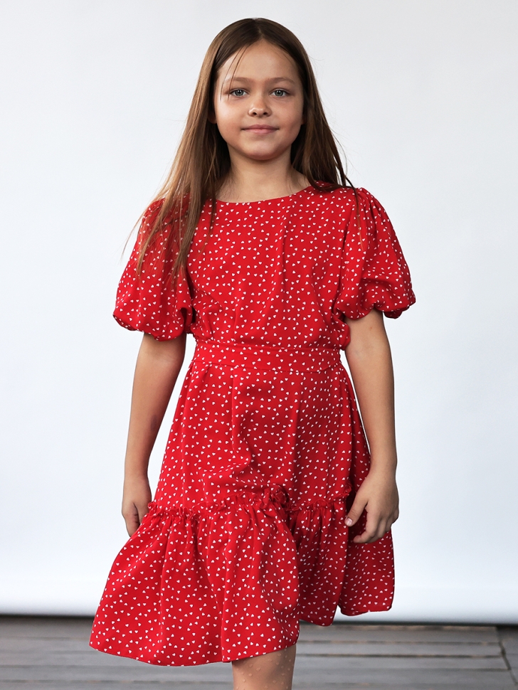 Платье для девочки нарядное БУШОН ST62, цвет красный