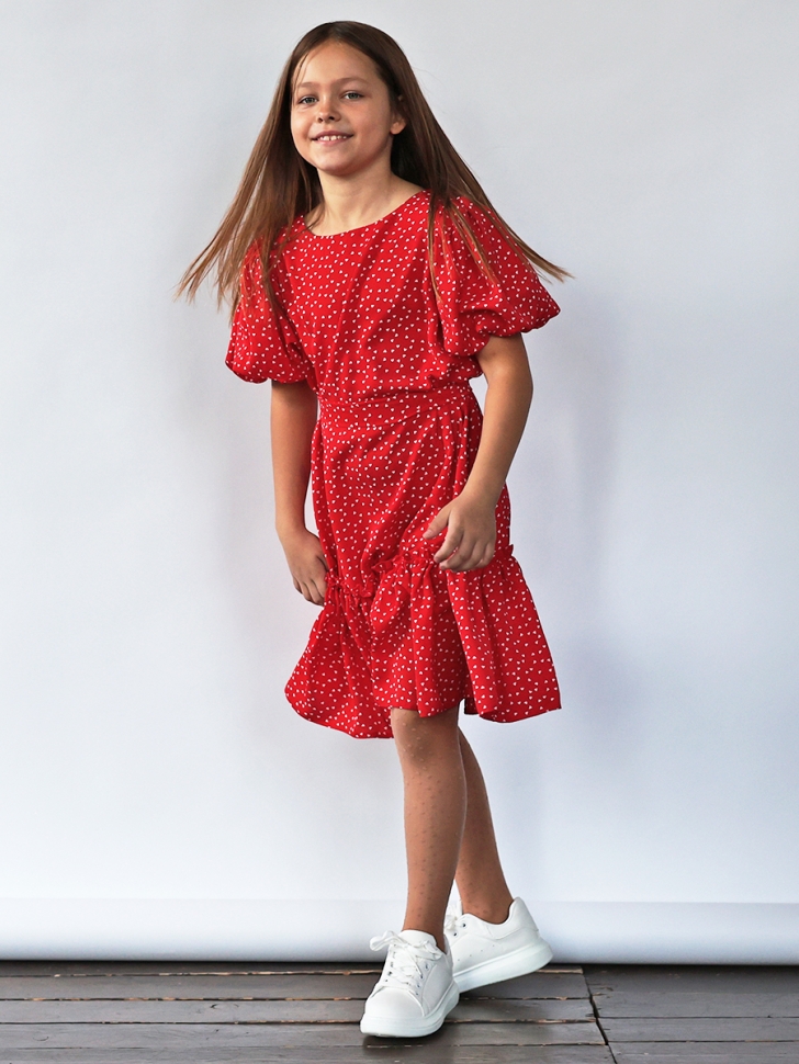 Платье для девочки нарядное БУШОН ST62, цвет красный