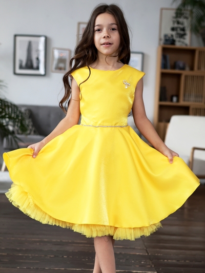 Платье для девочки БУШОН ST35, праздничное цвет желтый