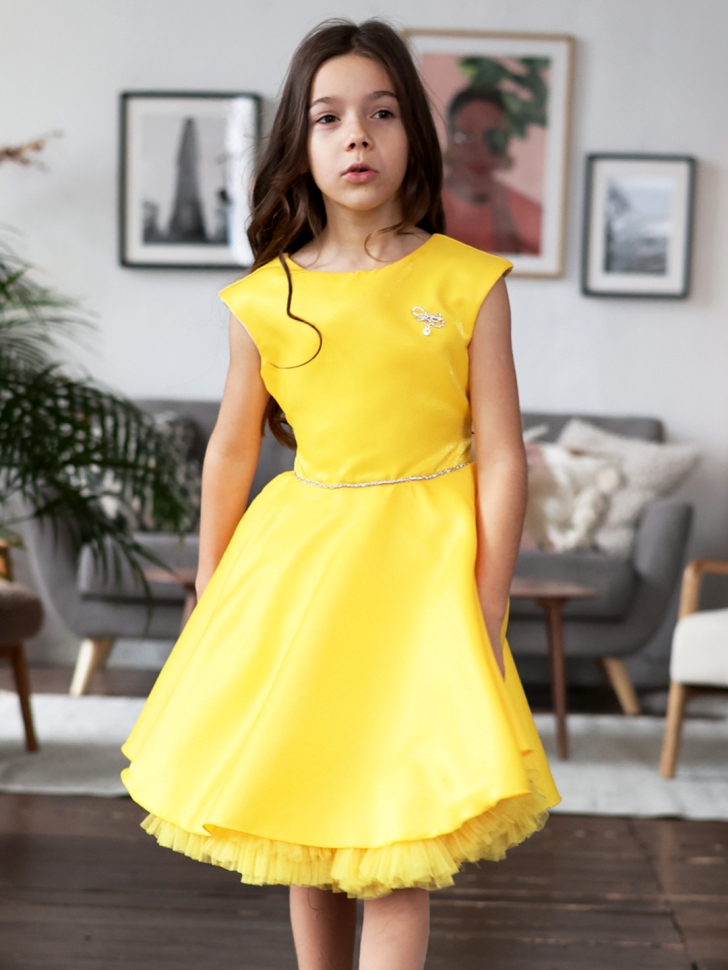 Платье для девочки БУШОН ST35, праздничное цвет желтый