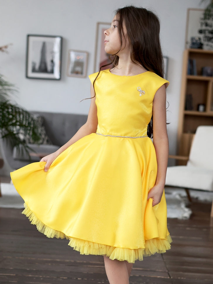 Платье для девочки БУШОН ST35, праздничное цвет желтый