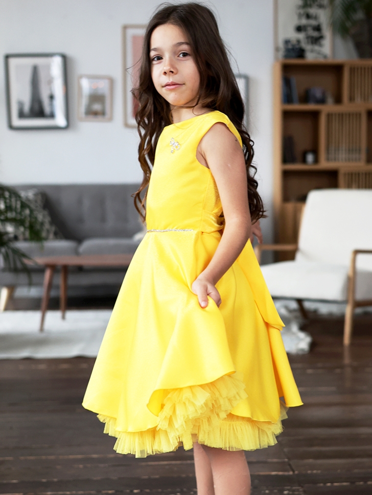 Платье для девочки БУШОН ST35, праздничное цвет желтый