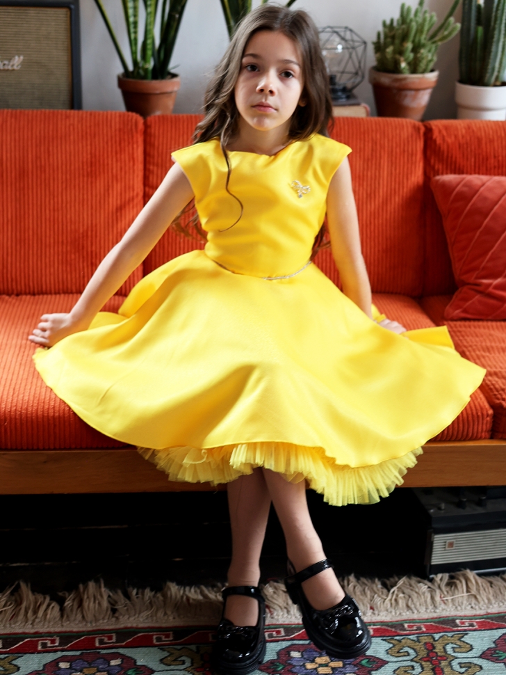 Платье для девочки БУШОН ST35, праздничное цвет желтый
