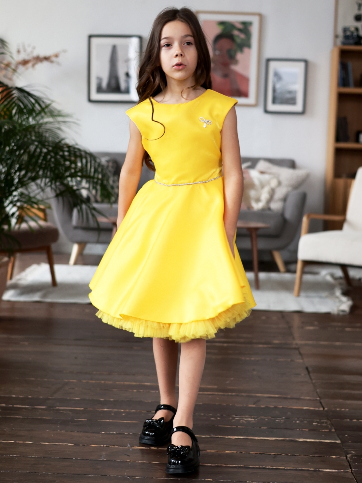 Платье для девочки БУШОН ST35, праздничное цвет желтый