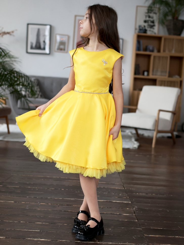 Платье для девочки БУШОН ST35, праздничное цвет желтый