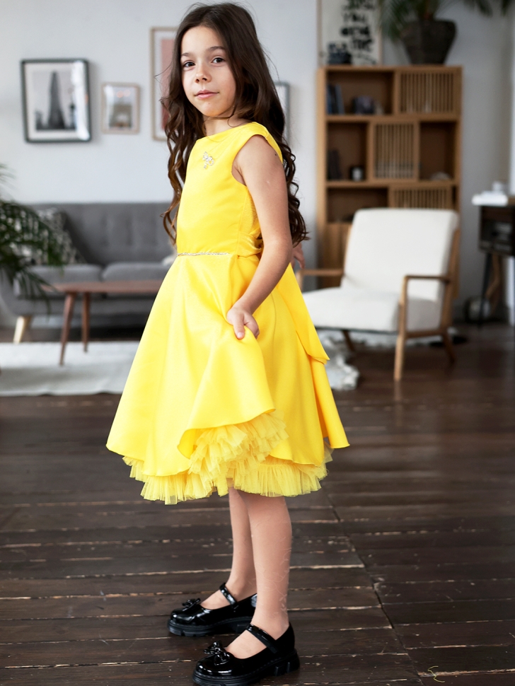 Платье для девочки БУШОН ST35, праздничное цвет желтый
