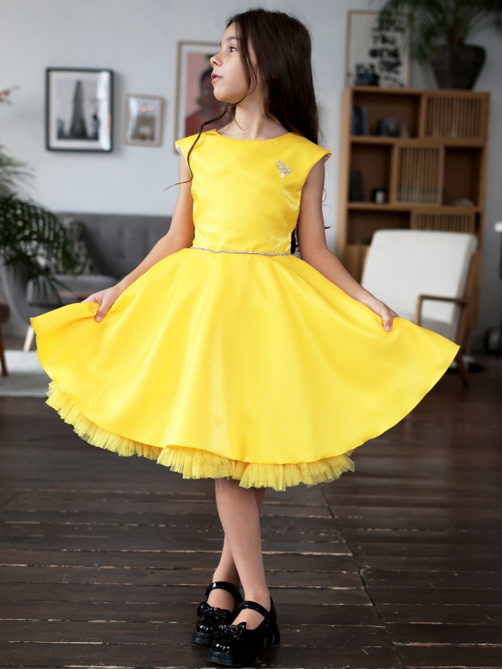 Платье для девочки БУШОН ST35, праздничное цвет желтый