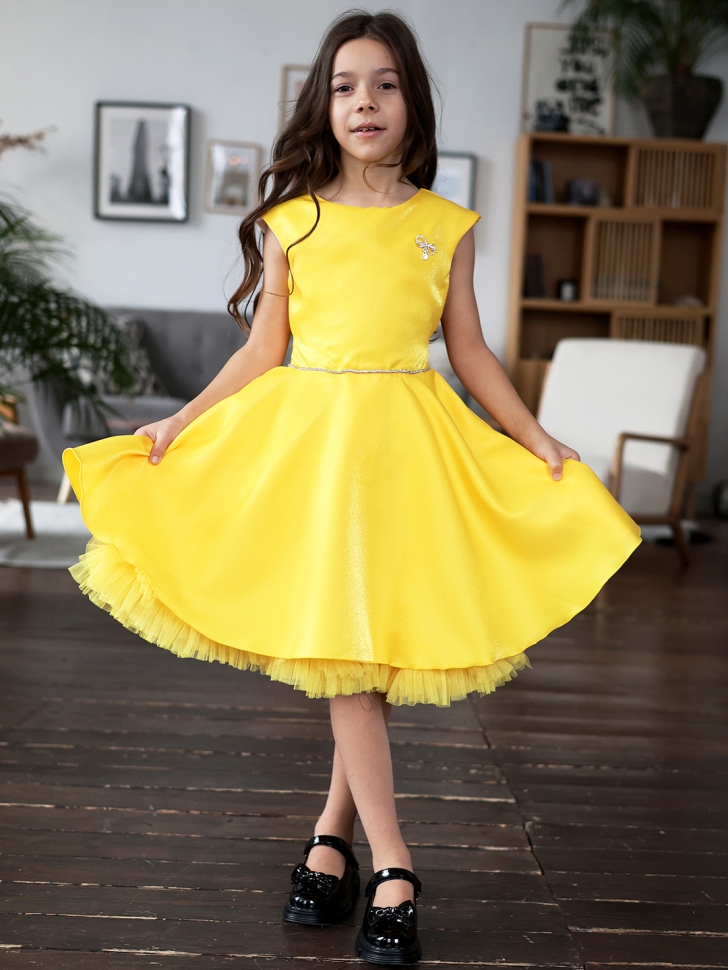 Платье для девочки БУШОН ST35, праздничное цвет желтый