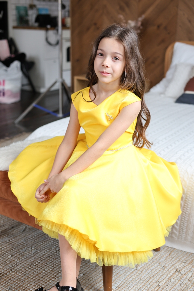 Платье для девочки БУШОН ST35, праздничное цвет желтый