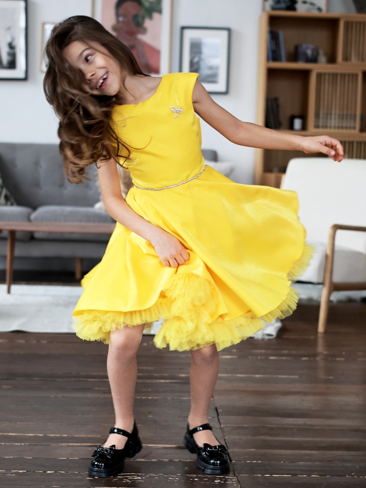 Платье для девочки БУШОН ST35, праздничное цвет желтый