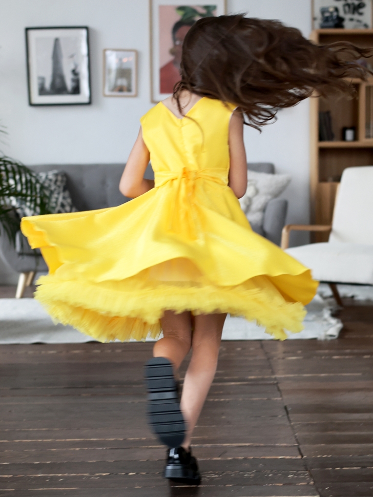 Платье для девочки БУШОН ST35, праздничное цвет желтый