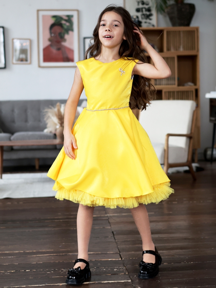Платье для девочки БУШОН ST35, праздничное цвет желтый