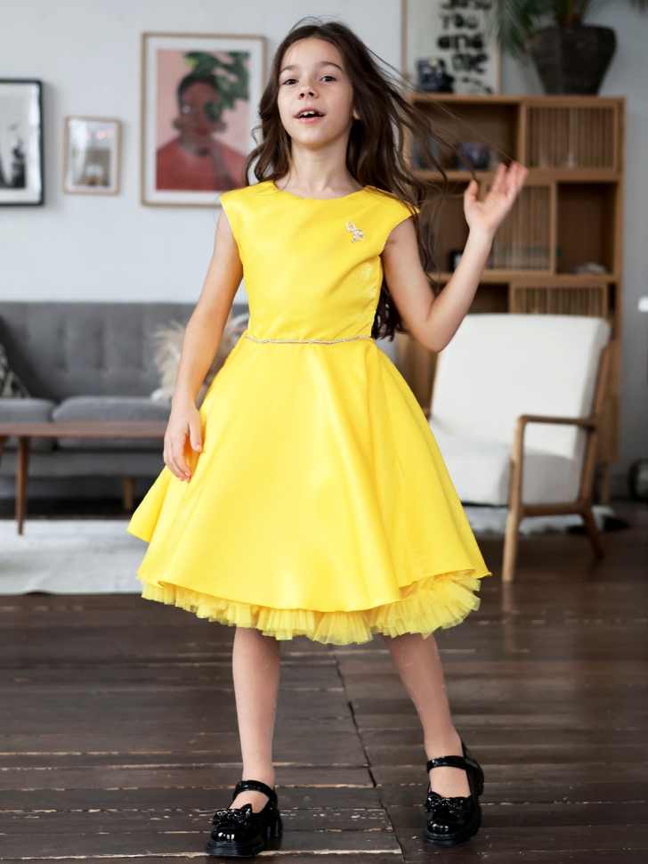 Платье для девочки БУШОН ST35, праздничное цвет желтый