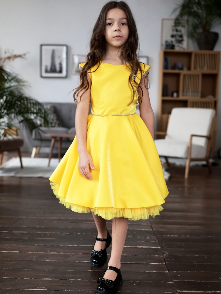 Платье для девочки БУШОН ST35, праздничное цвет желтый