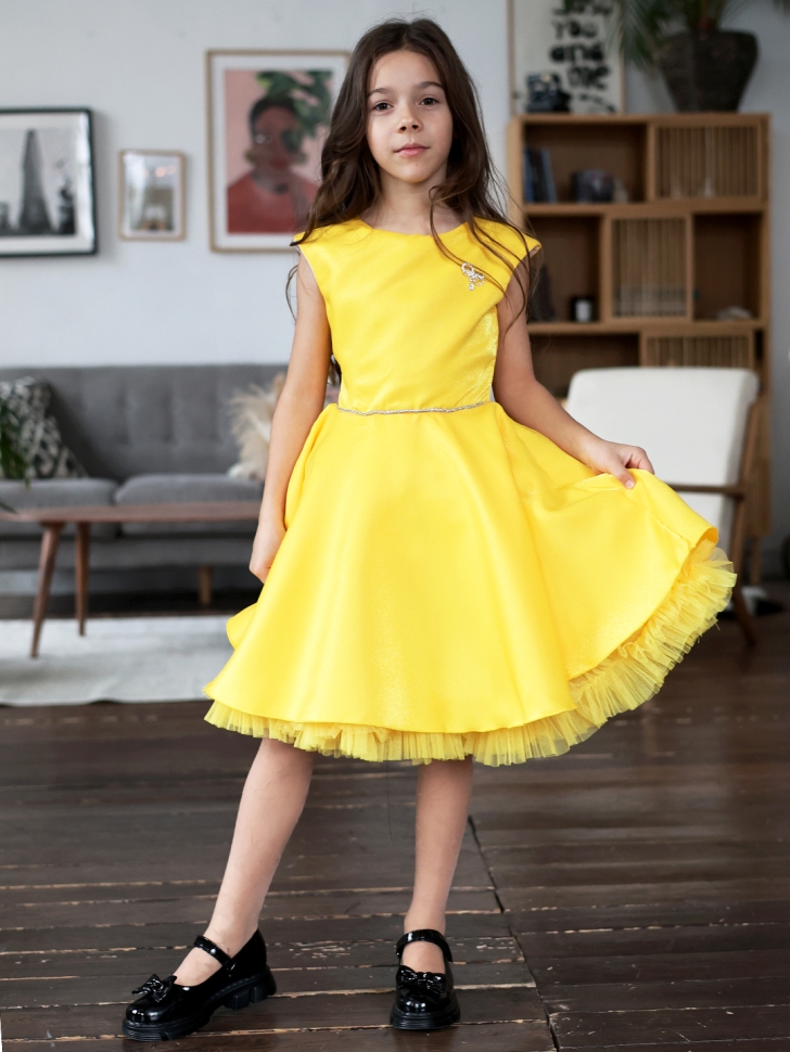 Платье для девочки БУШОН ST35, праздничное цвет желтый