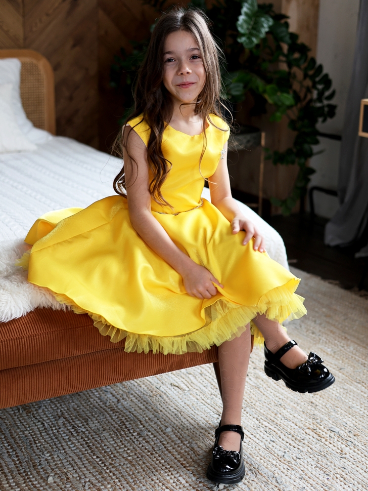Платье для девочки БУШОН ST35, праздничное цвет желтый