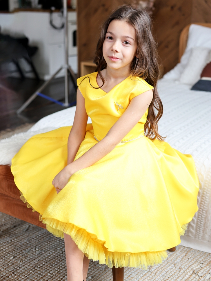 Платье для девочки БУШОН ST35, праздничное цвет желтый
