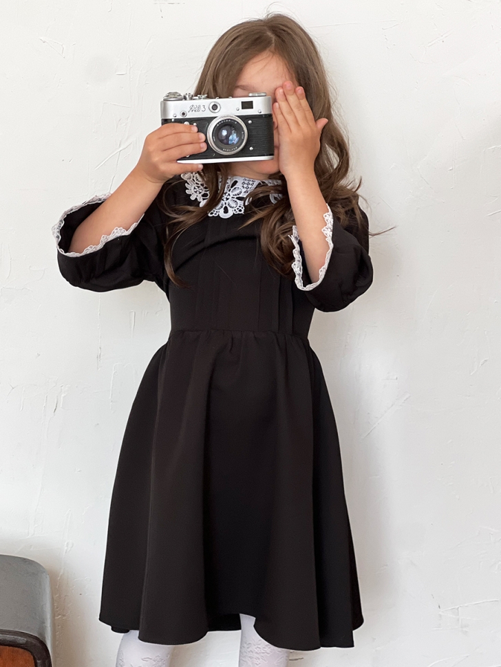 Платье для девочки школьное БУШОН SK16, цвет черный 