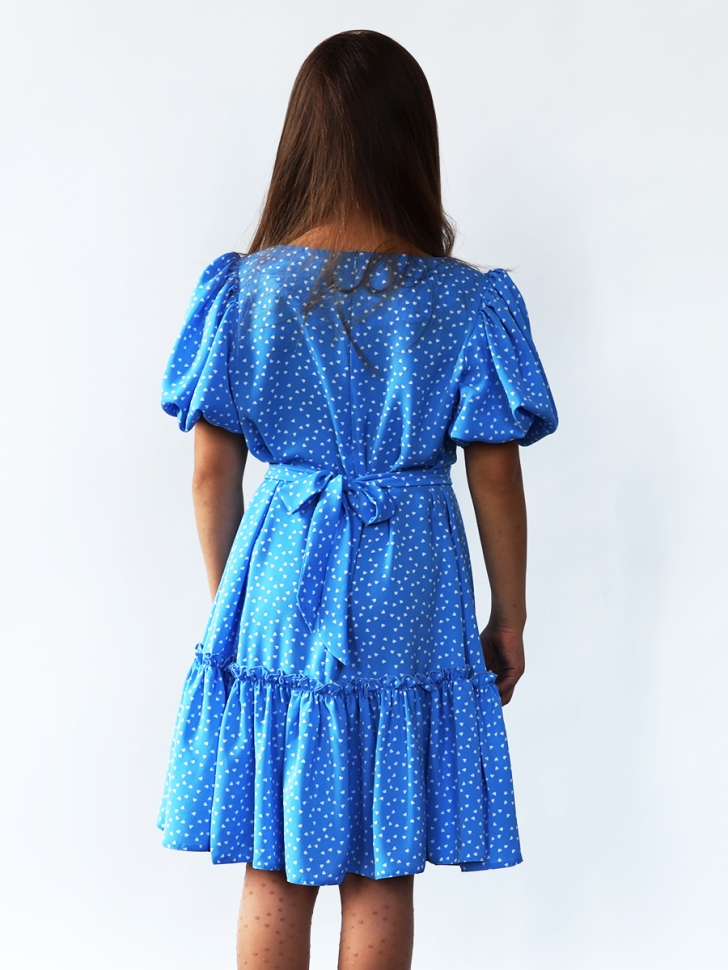 Платье для девочки нарядное БУШОН ST62, цвет голубой/сердца