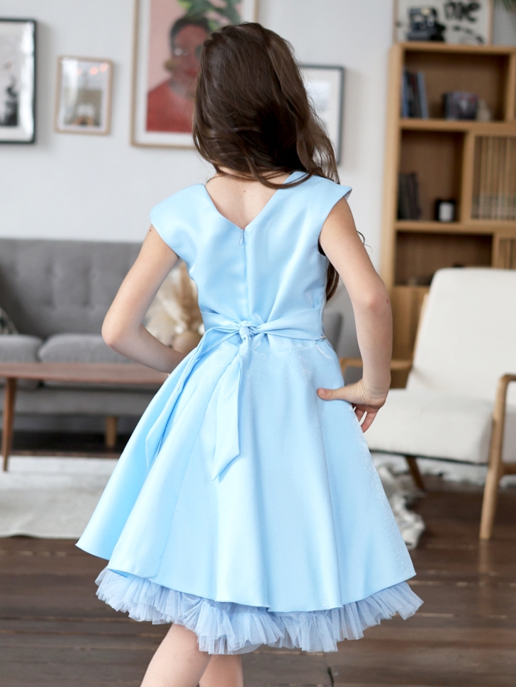 Платье для девочки БУШОН ST35, праздничное цвет голубой 
