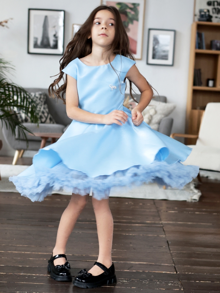 Платье для девочки БУШОН ST35, праздничное цвет голубой 