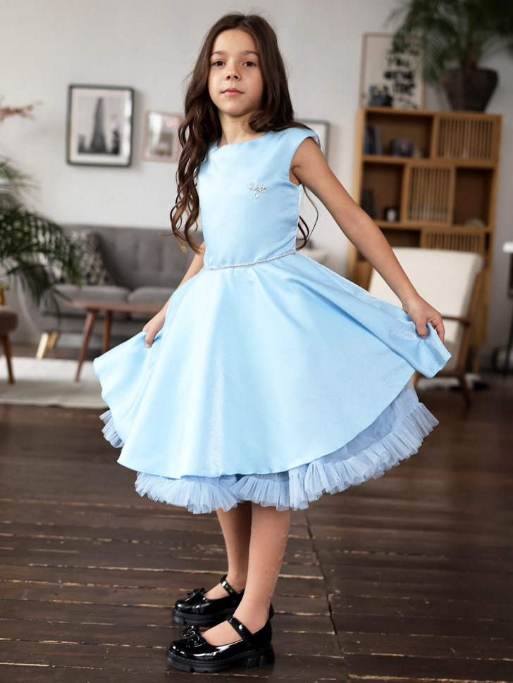 Платье для девочки БУШОН ST35, праздничное цвет голубой 