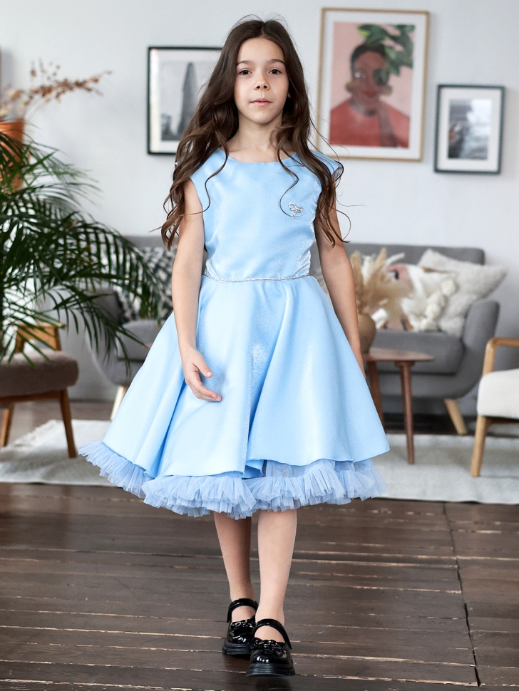 Платье для девочки БУШОН ST35, праздничное цвет голубой 